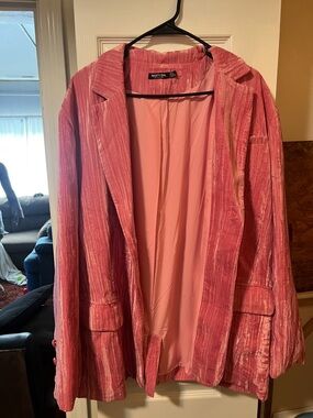 Nasty Gal Rose Pink Velvet Blazer